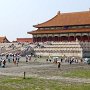 The Hall of Supreme Harmony is seen in the distance.  Different dynasties used this hall for various purposes.  The Ming dynasty used it for state affairs discussions.  Other dynasties chose this hall for special ceremonies.