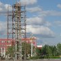 A structure of unknown purpose being built for the 60th anniversary of IMNU.